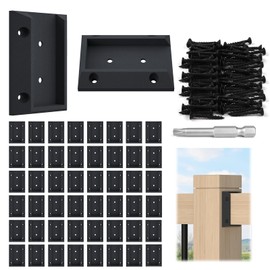 Muzata 50Pcs Deck Railing Brackets Connectors Rail Support Kit for 2x4(1.5"×3.5") Railing with 308pcs Screws Wooden Fence Handrail Wood Railing System Cable Railing Baluster Railing, WT11
