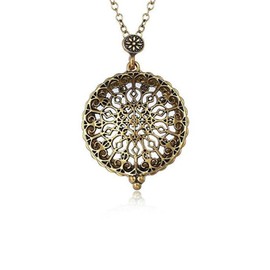 AKOAK 5X Portable Vintage Magnifying Glass Pendant Necklace for Library,Reading Fine Print,Zooming,Increase Vision,Jewelry and Gift (Flower-1)