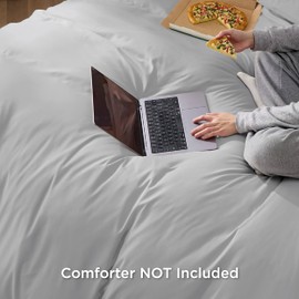 Bedsure Twin/Twin XL Duvet Cover Kids - Soft Double Brushed Silver Grey Kids' Bedding Set, 2 pcs, Includes 1 Duvet Cover (68"x90") & 1 Pillow Sham, NO Comforter