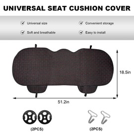 ZNDAW Back Car Seat Cover, Anti-Slip Breathable Linen Bottom Seat Protector Covers with Storage Pockets, Long Rear Seat Cushion Pad for Most Cars SUVs Truck Van (Black & Red)
