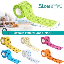 GeeRic 7 Pcs Vendas autoadhesivas, 4.5M x 5cm Vendas Veterinarias, Vendas Elásticas Venda Adhesiva Elástico Atlético para Estiramientos, Deportes, Muñ