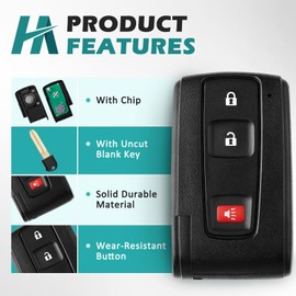 HelloAuto Key Fob for Toyota Prius 2004 2005 2006 2007 2008 2009 Replacement Keyless Entry Remote Smart Key Fob, P/N: 2584A-B31EG, 89994-47061 (MOZB31EG)