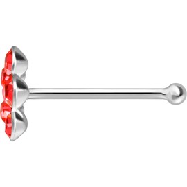 PIERCINGLINE 925 Sterling Silver Nose Piercing Crystal Flower Piercing Nose Stud Choice of Colours, Silver, Cubic Zirconia