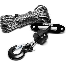 Synthetic Winch Rope Kit, 1/4" x 50ft 10000LBS Winch Rope Line Cable with Protective Sleeve+Winch Fairlead+ Stopper+Hook for ATV UTV SUV