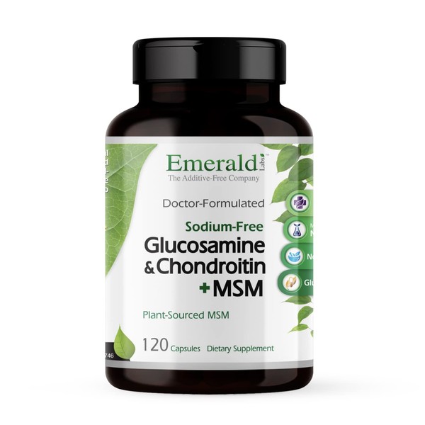 Ultra Botanicals Emerald Labs Glucosamine Chondroitin with MSM - Dietary Supplement with Methylsulfonylmethane for Healthy Joints, Cartilage, Collagen Production, and Exercise Recovery - 120 Capsules