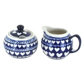 Blue Rose Polish Pottery Valentina Cream & Sugar Set