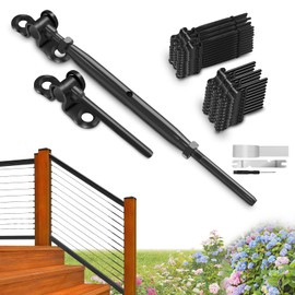 Gyykzz 30 Pairs Black Cable Railing Kit 1/8" Swage Toggle Turnbuckle, PVD Technology Cable Railing Hardware Made of Marine Grade T316, 180° Adjustable Angle for Wood Post Deck Cable Railing System