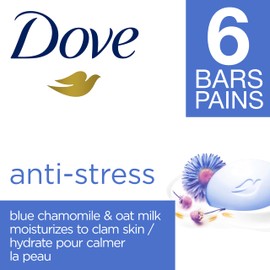 Dove Beauty Bar Gentle Cleanser Moisturizes To Calm Skin Anti-Stress Cream Bar Gentle Bar Soap Cleanser Made With 1/4 Moisturizing Cream 106 g 6 count