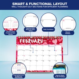 Decorably 18 Months Colorful Stand Up Desk Calendar 2025 July 2025 to December 2026, 8x6in Spring-Bound Small Desk Calendar for Office and Home Planning and Organizing