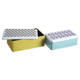 Premier Housewares Kitchen Storage Tin, Rectangular, Multi-Colour, Set of 2 - Joni, 13 x 20 x 7 cm