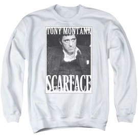 Scarface Business Face Unisex Adult Crewneck Sweatshirt for Men and Women, Medium White