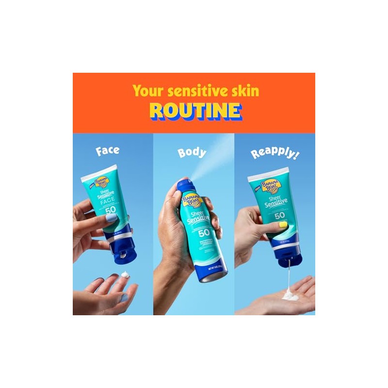 Banana Boat Sheer Sensitive Face Sunscreen Lotion, SPF 50, 3oz