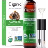 Cliganic Aceite De Ricino Orgánico, 100% Con Kit De Pestañas