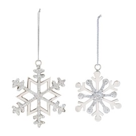 Melrose International Snowflake Ornament (Set of 2) 5" H, 5.5" H Aluminum