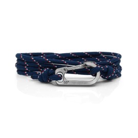 Titanium Carabiner Climbing Bracelet - Handmade in The UK and Adjustable - Waterproof Climber Bracelet - (Navy Stripe)