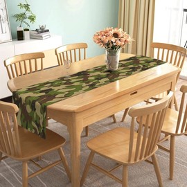 Nepnuser Linen Camo Table Runner Army Military Camouflage Coast Guard Air Force Soldier Hunting Themed Birthday Party Table Decorations and Supplies