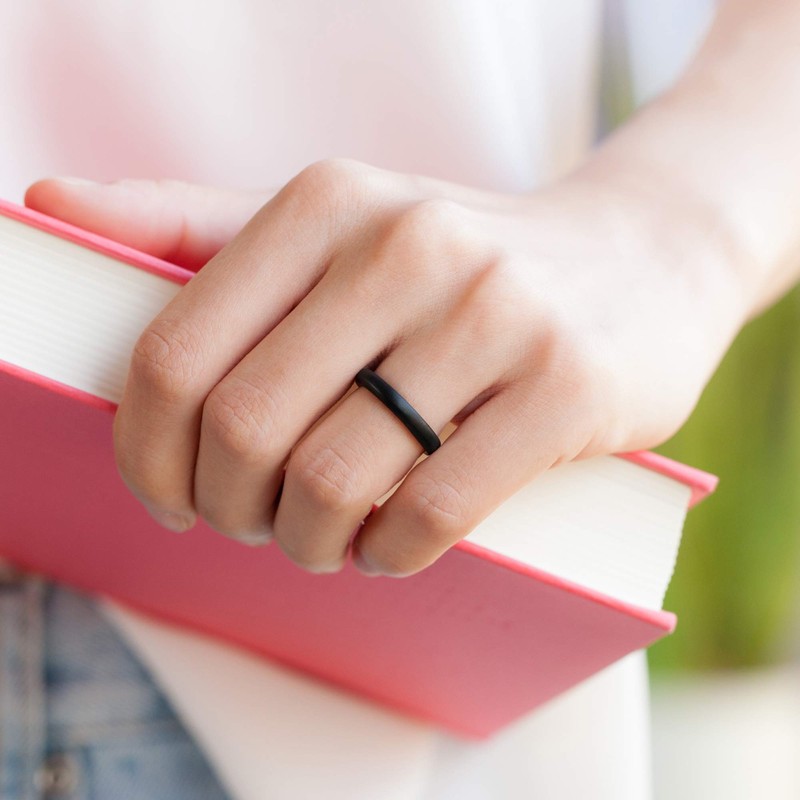 ThunderFit - Anillo de boda, silicona fina y apilable, para
