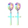 Non-Pierced Clip On Cross Dangle Drop Hoop Hinged Earrings Set