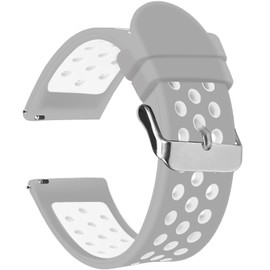 Universal 18mm 20mm 22mm 24mm Width Silicone Watch Band Replacement, Quick Release Rubber Watch Bands for Men & Women (22mm, Grey-White)