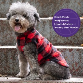 cyeollo 2 Pack Dog Coat Dog Flannel Vest Buffalo Plaid Sweatshirt Cold Weather Coats Xmas New Year Dog Clothes Red Dog Coats for Small Dogs