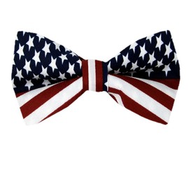 FBT-FLAG - Red - White - Blue - American Flag Self Tie Bow Tie