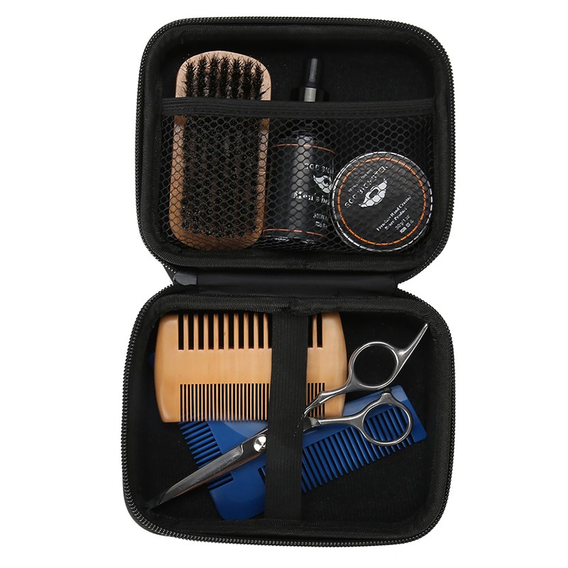 7PCS/Set Portable Men Beard Styling Shaping Cream Oil Brush Comb