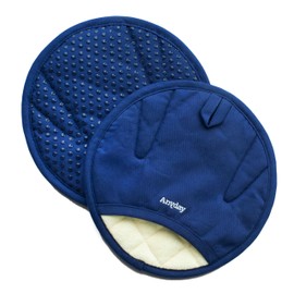 Anyday Oven Mitts with Non-Slip Silicone Grip, Set of 2 | Heat-Resistant Pot Holders with Non-Slip Liner | Universal Fit Circular Quilted and Silicone-Lined Gloves