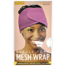 DONNA Deluxe Foam Mesh Wrap Headband with Velcro, Silk Wraps for Face Wash, Makeup, and Women's Hair Accessories, WHITE