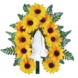 Collections Etc Artificial Sunflower Praying Hands Memorial Bush Stake
