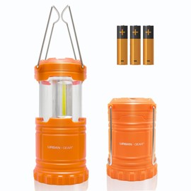 Lewis N. Clark Collapsible Camping Lantern | LED Portable Lantern for Indoor or Outdoor Use | Waterproof Lamp with Batteries Included | for Camping, Backpacking, Hiking, or Power Outage | Orange