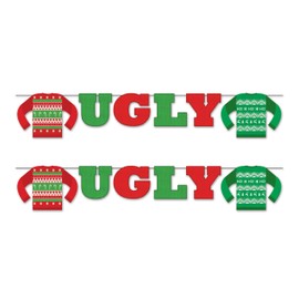 Beistle 2 Pieces Ugly Sweater Streamers, 11.25" x 6', Red/Green/White