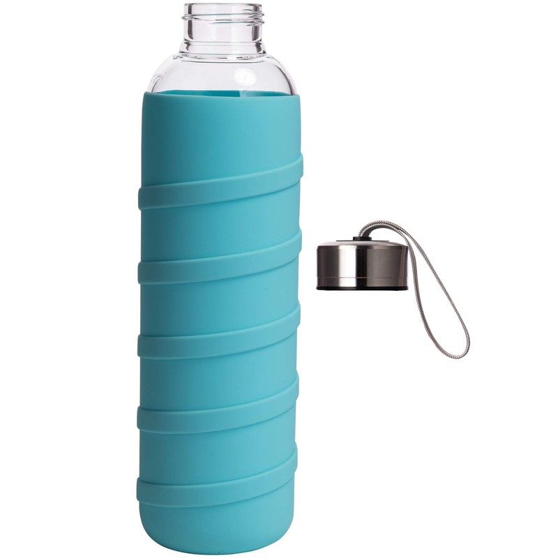 Ferexer Sports Glass Water Bottle with Silicone Sleeve 32 oz