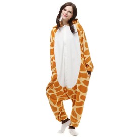 Fzhzcos Animal Onesies Adult Giraffe Costumes One Piece Pajamas for Men Women Unisex Teens
