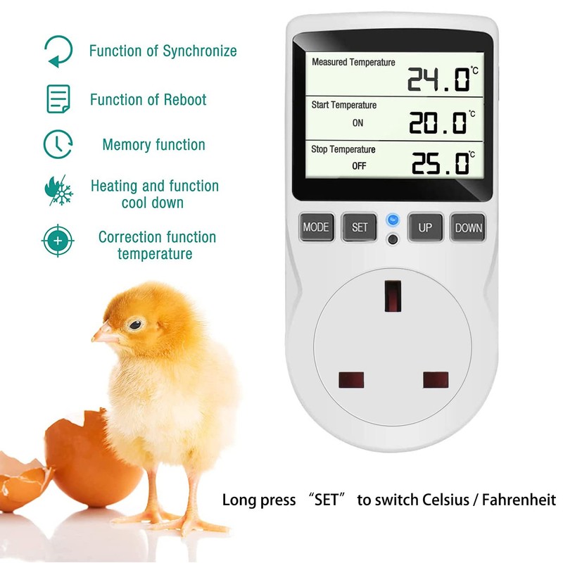 NEKOSUKI Digital Temperature Controller, LCD Screen Heating Cooling Reptile Thermostat