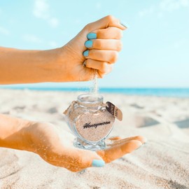 Honeymoon Sand Keepsake Jar - Honeymoon Gifts for Newlyweds Couple,Wedding,Engagement Vacation Travel - Wedding Gifts for Couple with Unique Romantic (HEART SHAPED JAR)