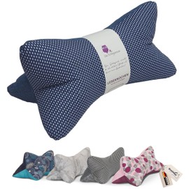 Reading Bone Neck Pillow (Mister Blue) Comfortable and Washable Hand Stuffed and Stitched in Germany - Can be Used as a Bolster Pillow