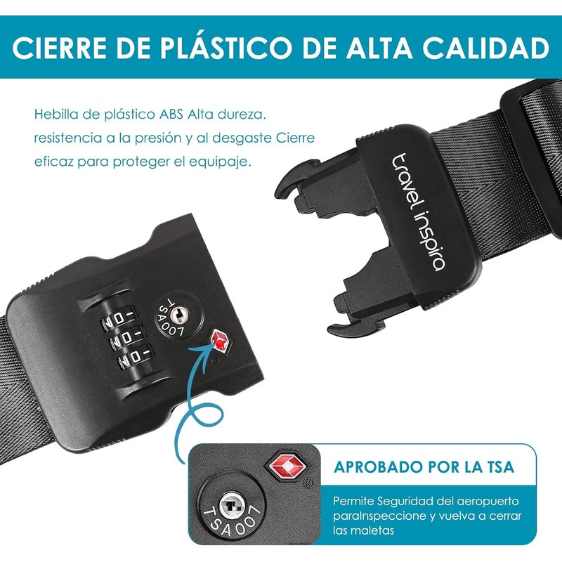 travel inspira Correa para Equipaje TSA con Candado de 3