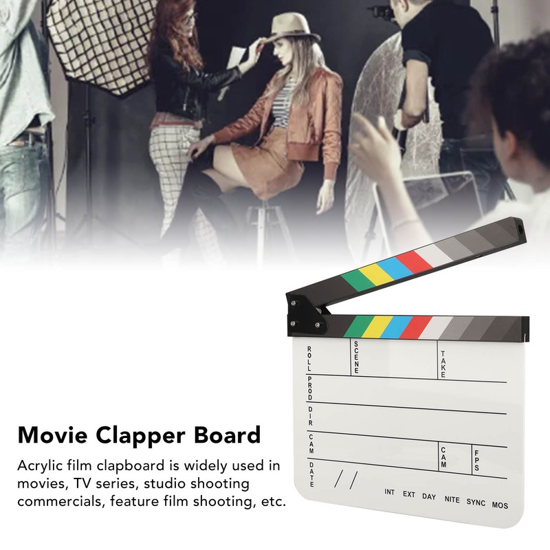 Acrylic Film Clapboard Professional Dry Erase Movie Props Clap Board