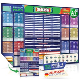 Premium World Cup Game Plan 2026 Poster - XL A1 World Cup Planner 2026 - 2-in-1 Double-Sided for Wall or Door - All 104 Games, German Kick-off Times, Stadiums, World Rankings and More (84 x 60 cm