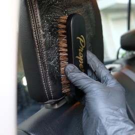 Premium Horse Hair Leather Brushes Set for Car Detailing, Furniture & Upholstery - Professional Horsehair Cleaning Brush for Couch, Car Seats, Alcantara & Interior Surfaces