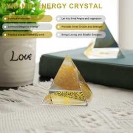 Tree of Life Crystal Pyramid Paperweight,60MM Clear Glass Pyramid Desk Ornament Feng Shui Crafts Meditation Crystal for Home Office Art Decor, Collectible Paperweight and Photography