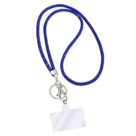Fashion 31.5" Sparkle Royal Blue Crystal Neck Lanyard,Exclusive Bling ID Badge Holder,Rhinestone Work Name Card Holder for Women,Bonus 1 Cellphone Safety Tab,Won't Get Hair Caught(1PC) (Royal Blue)
