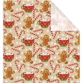 JarThenaAMCS 6 Sheets Christmas Wrapping Paper -Not Roll- Gingerbread Candy Cane Gift Wrap Paper Folded Flat DIY Art Craft Paper for Xmas Winter Party Packaging, 39.4 x 27.6 Inch