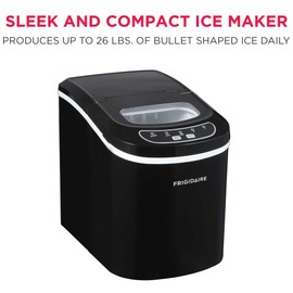 FRIGIDAIRE EFIC101-BLACK Ice Maker Machine for Countertop, 26 lbs, Adjustable Ice Cube Size, Portable Ice Cube Maker for Home/Kitchen/Office/Bar- Black