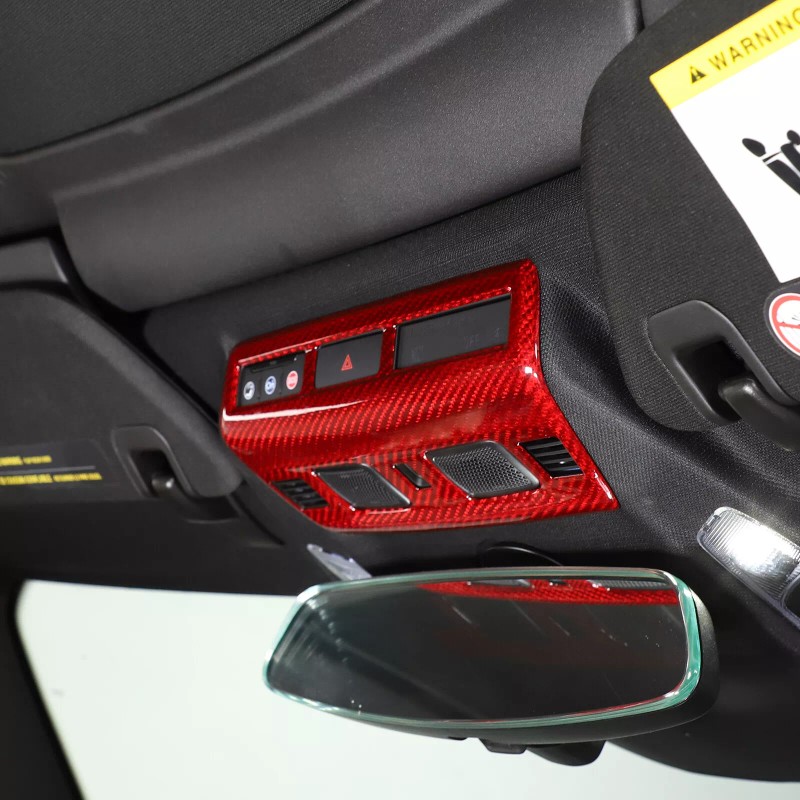 autopart2021 Red Carbon Fiber Reading Light Cover Trim Frame For