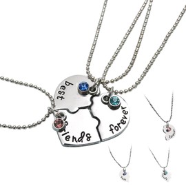 MALOUSUN Friendship necklace, friendship necklaces for 3 or 4, best friends necklace, BFF gifts, Metal, No