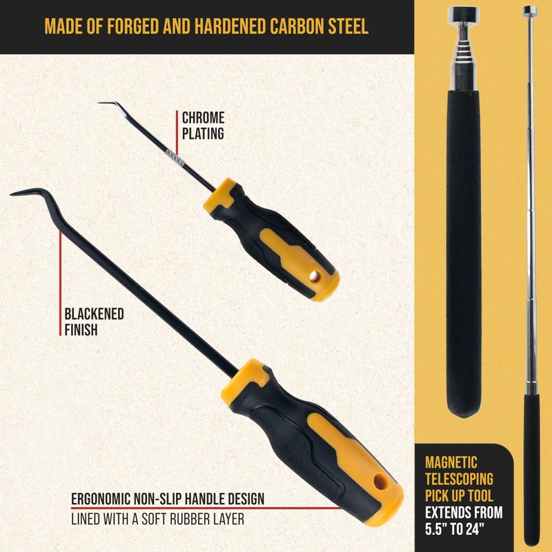 Dura-Gold 10-Piece Hook and Pick Set with Scraper & Magnetic