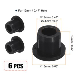 6 Pieces Black Plug Holes, H12 Waterproof Rubber Button Plug for 12mm / 0.47" Hole,rubber bungs, rubber bung