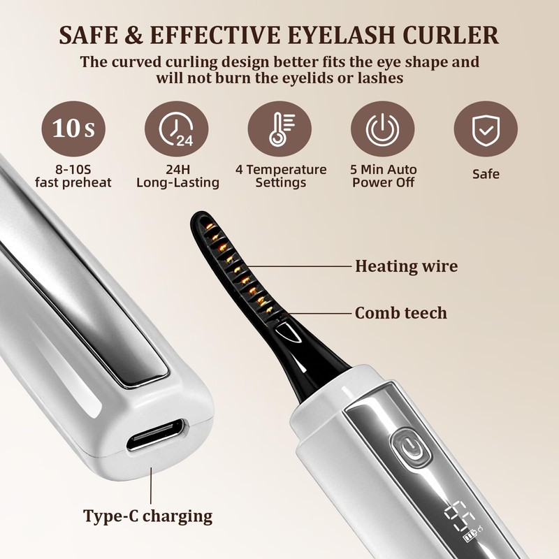 Eyelash Curler Heated with Heat Protection 10s Quick Heating -