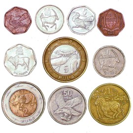 Botswana 10 Mixed Coins | Thebe | Pula | Exotic African Animals | Since 1976